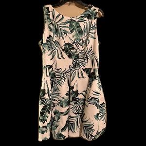 Taylor Green & White Leaf Print Dress